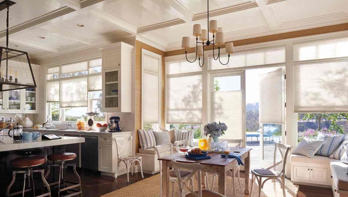 French door shades in a kitchen near Spicewood, TX. 