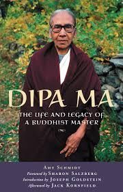 Book cover: Dipa Ma, a Buddhist master, in maroon robe and glasses.