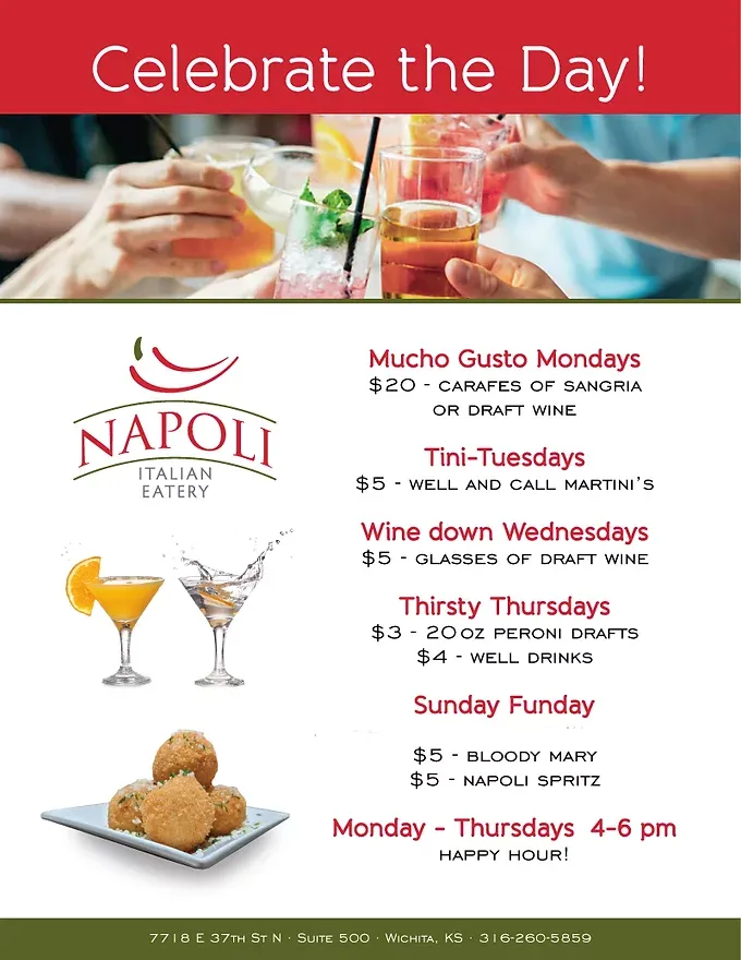 Special Drinks Menu — Wichita, KS — Napoli Italian Eatery