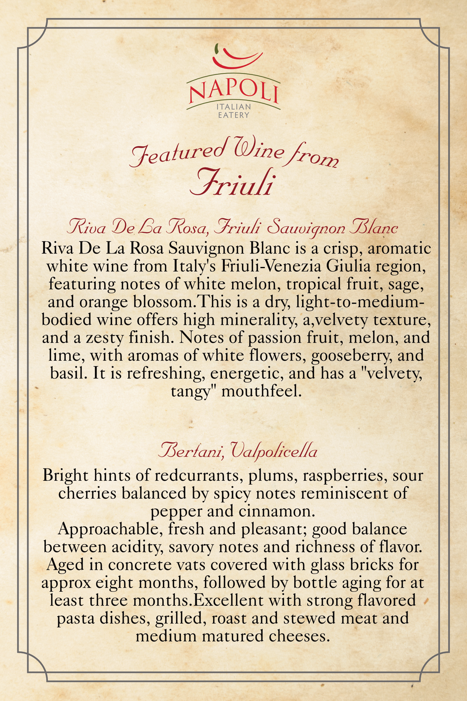 Featured Wine f  — Wichita, KS — Napoli Italian Eatery