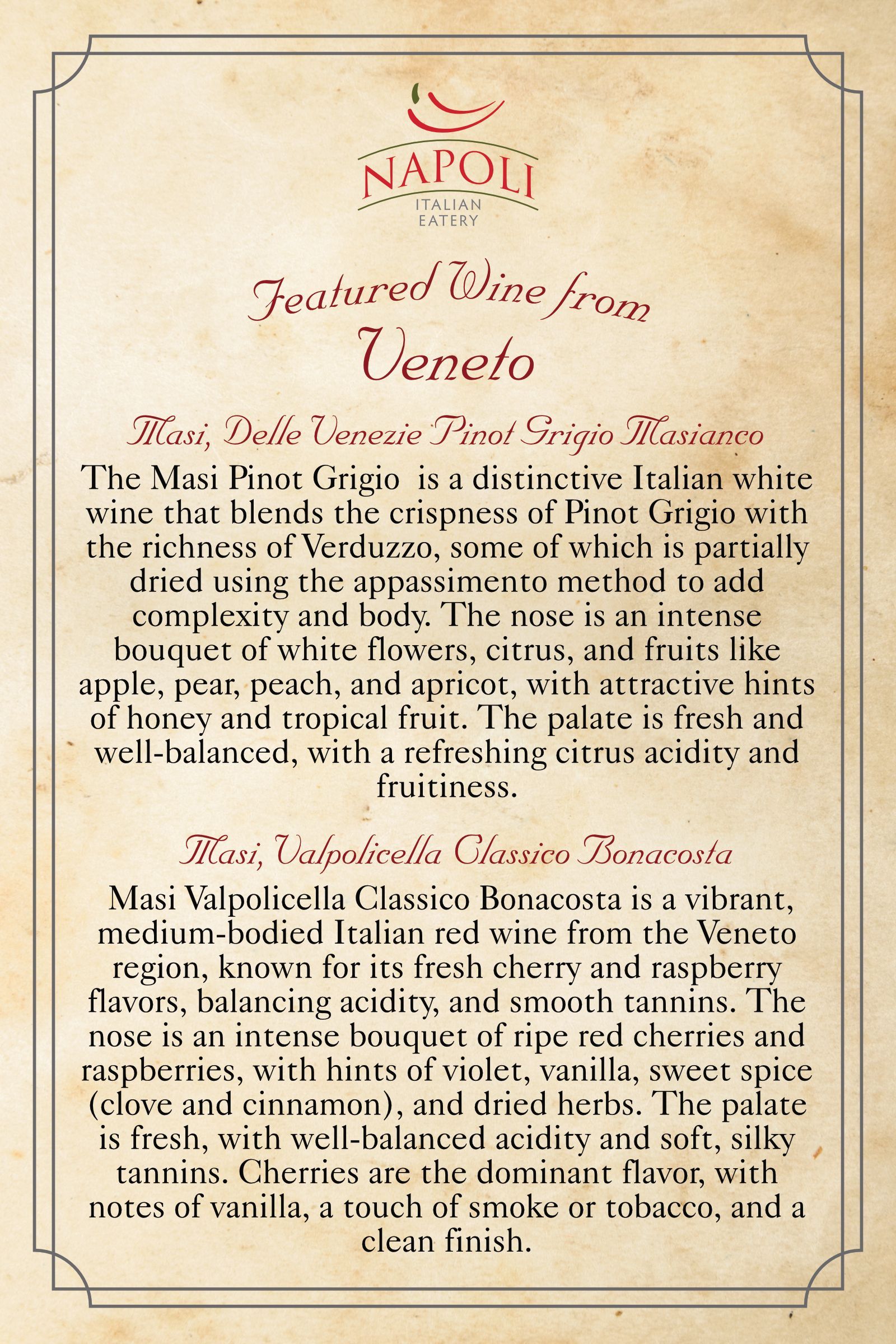 Featured Wine f  — Wichita, KS — Napoli Italian Eatery