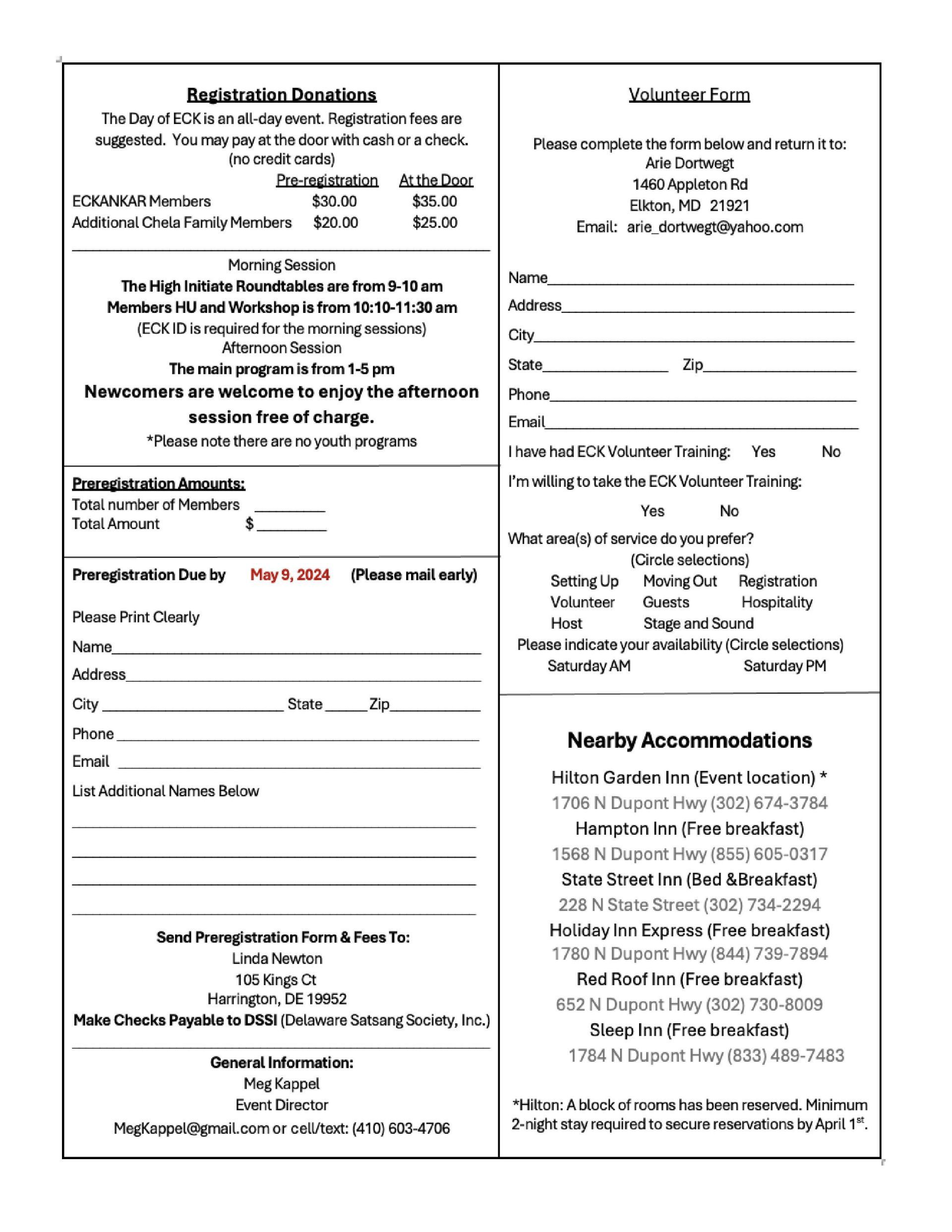 DE Day of ECK Registration Form (302) 3227673