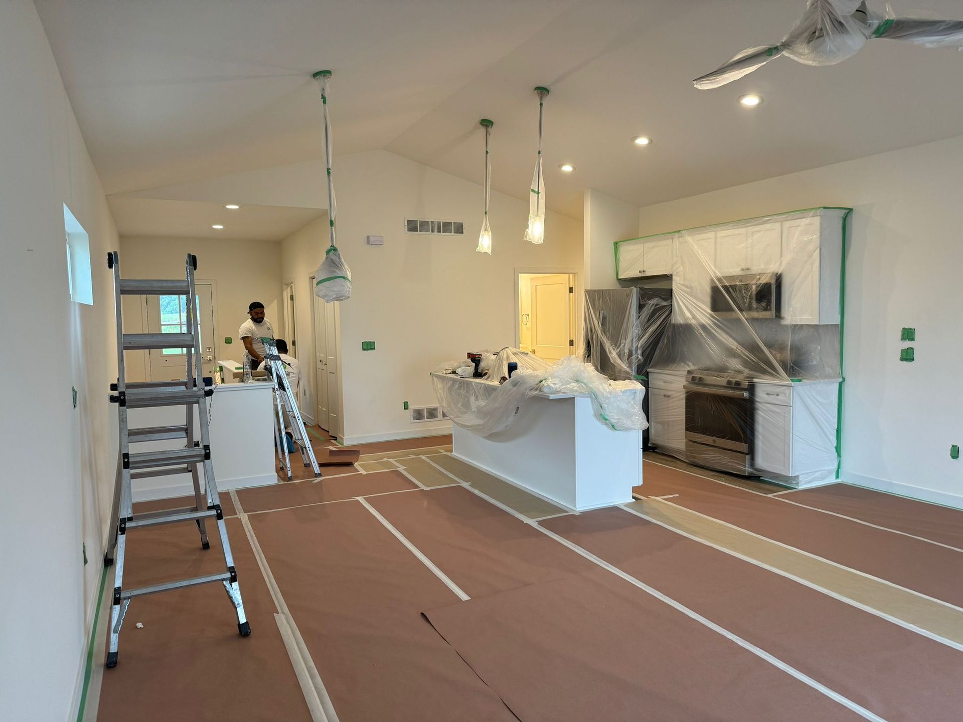 There is a ladder in the middle of the room.