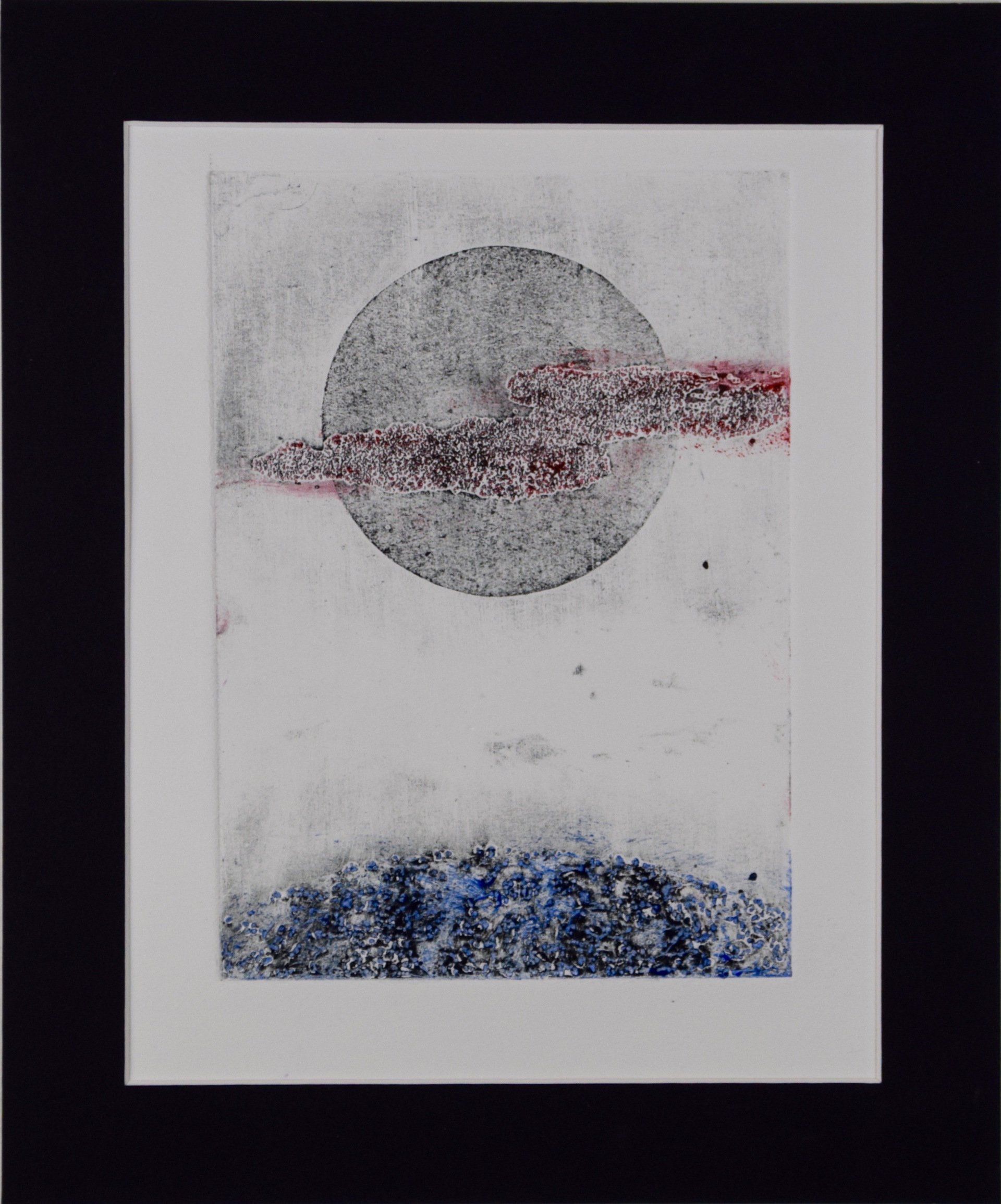 Kitty S Dale. Planets. Original Collagraph print of planets.