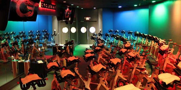 Indoor cycling workout room