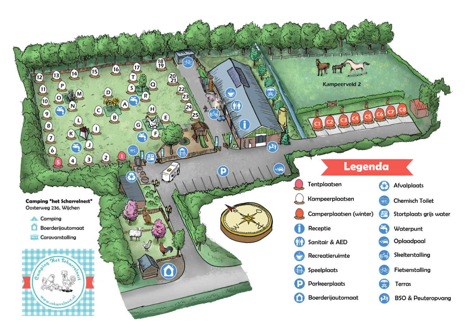 Camping Nijmegen, Camping Wijchen, boerderijcamping, Vierdaagse, minicamping, asci, campers, sanitair