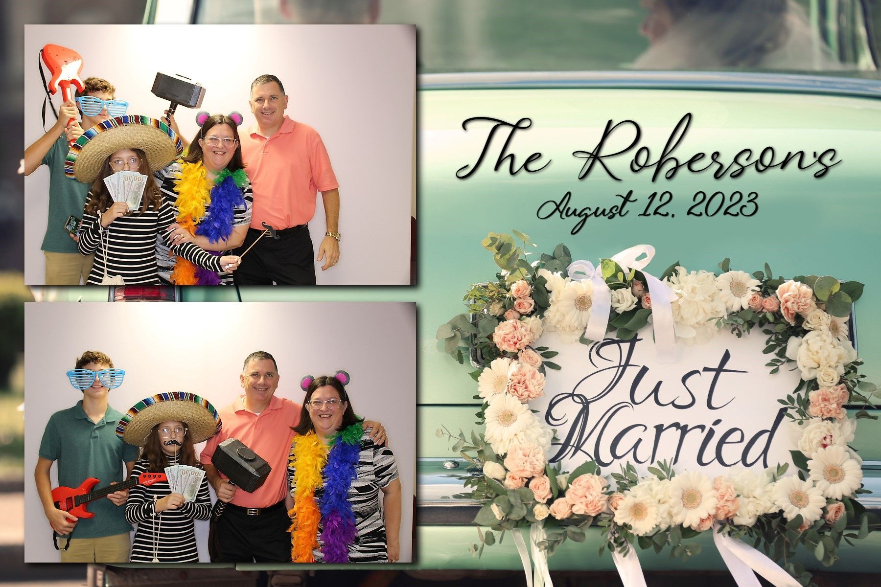 customized wedding photo booth with props