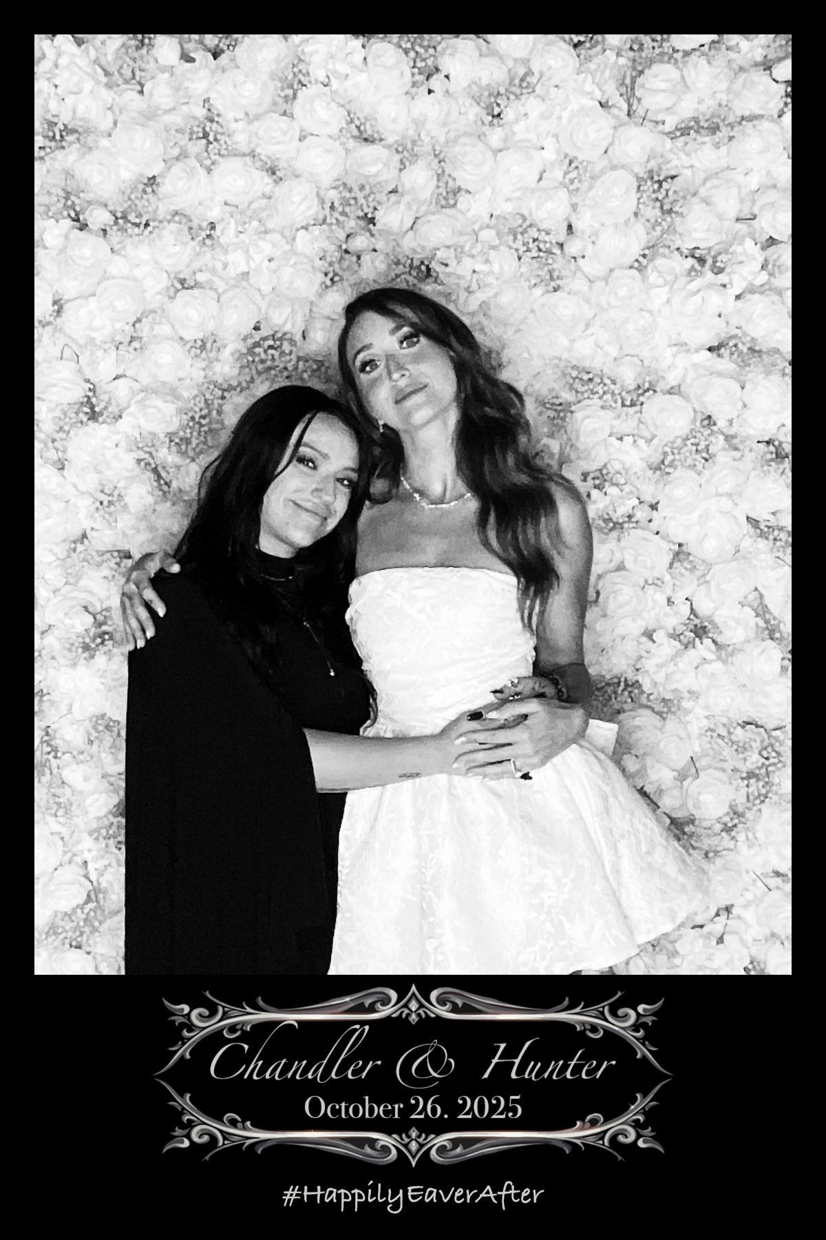 wedding guests posing for photo booth photo