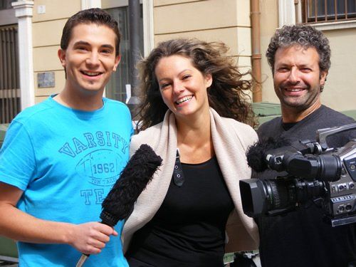 Moderator Thomas Haberer Dreharbeiten Jugendamagazin Klick Bozen - RAI Südtirol