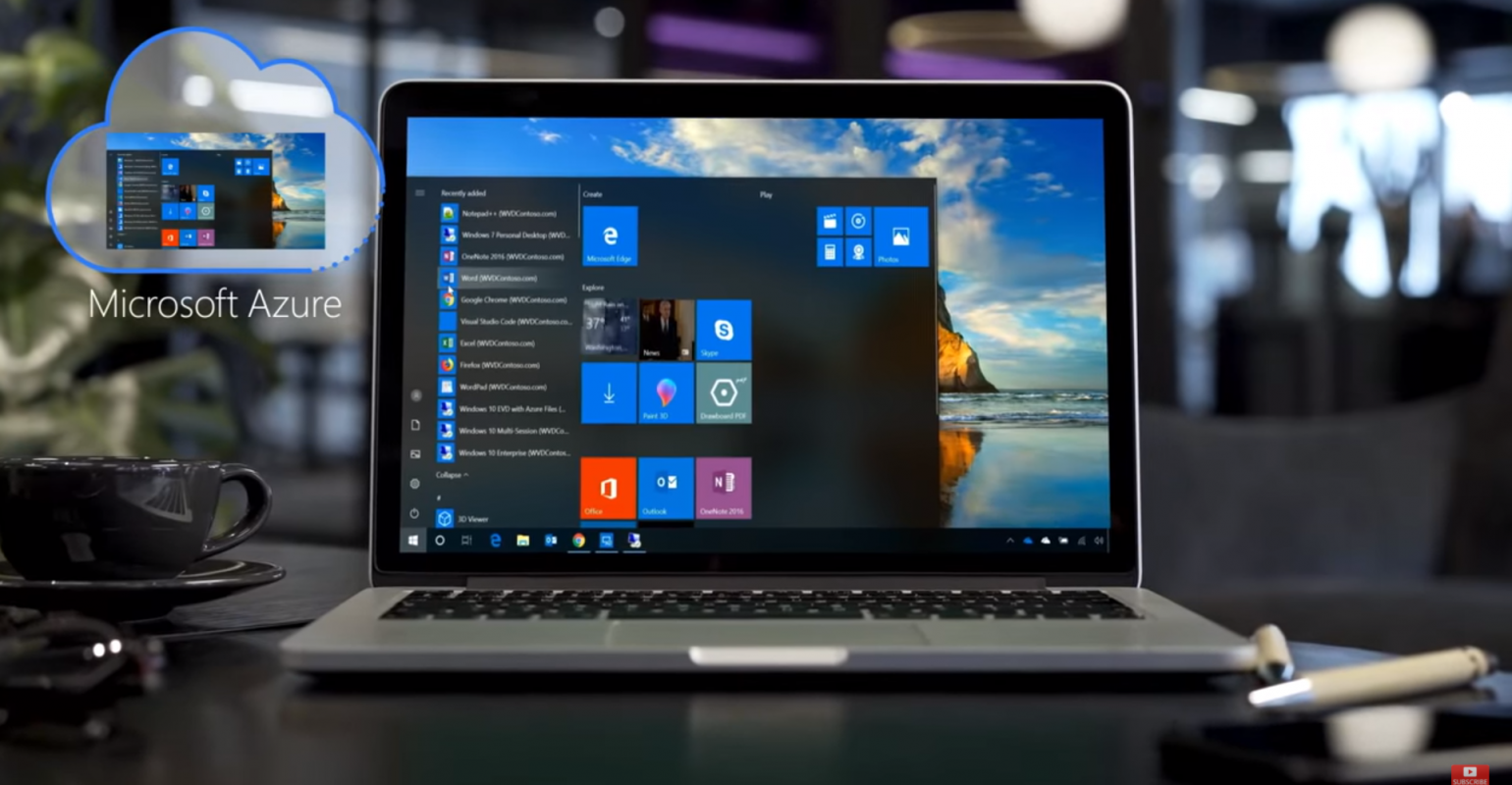 Microsoft Azure on a laptop