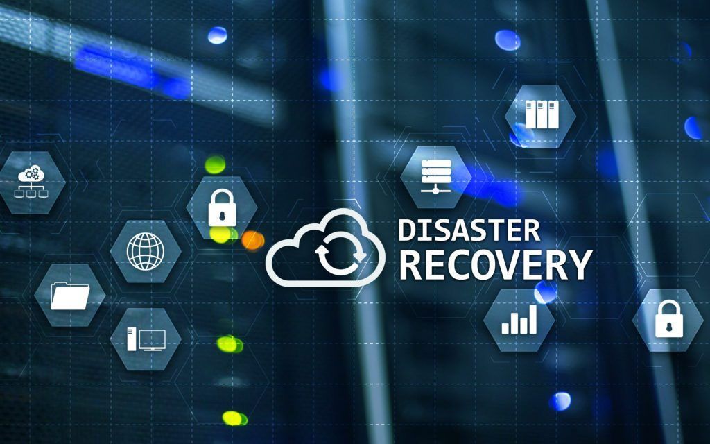 Disaster recovery words on a screen