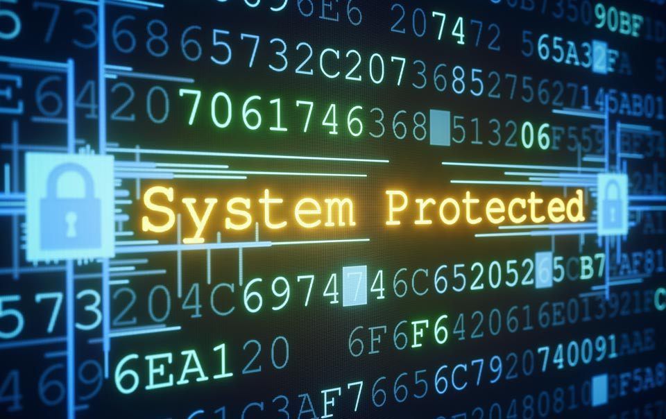 Computer screen that says system protected