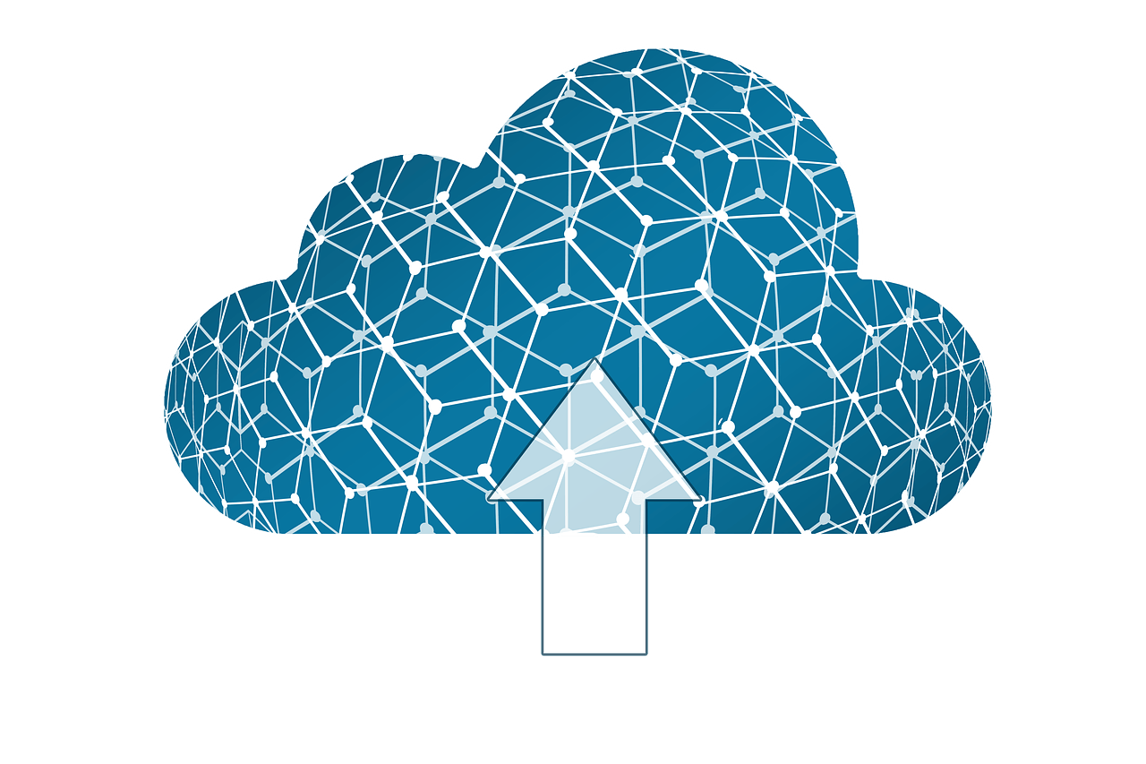 Image of a virtual cloud, indicating cloud storage