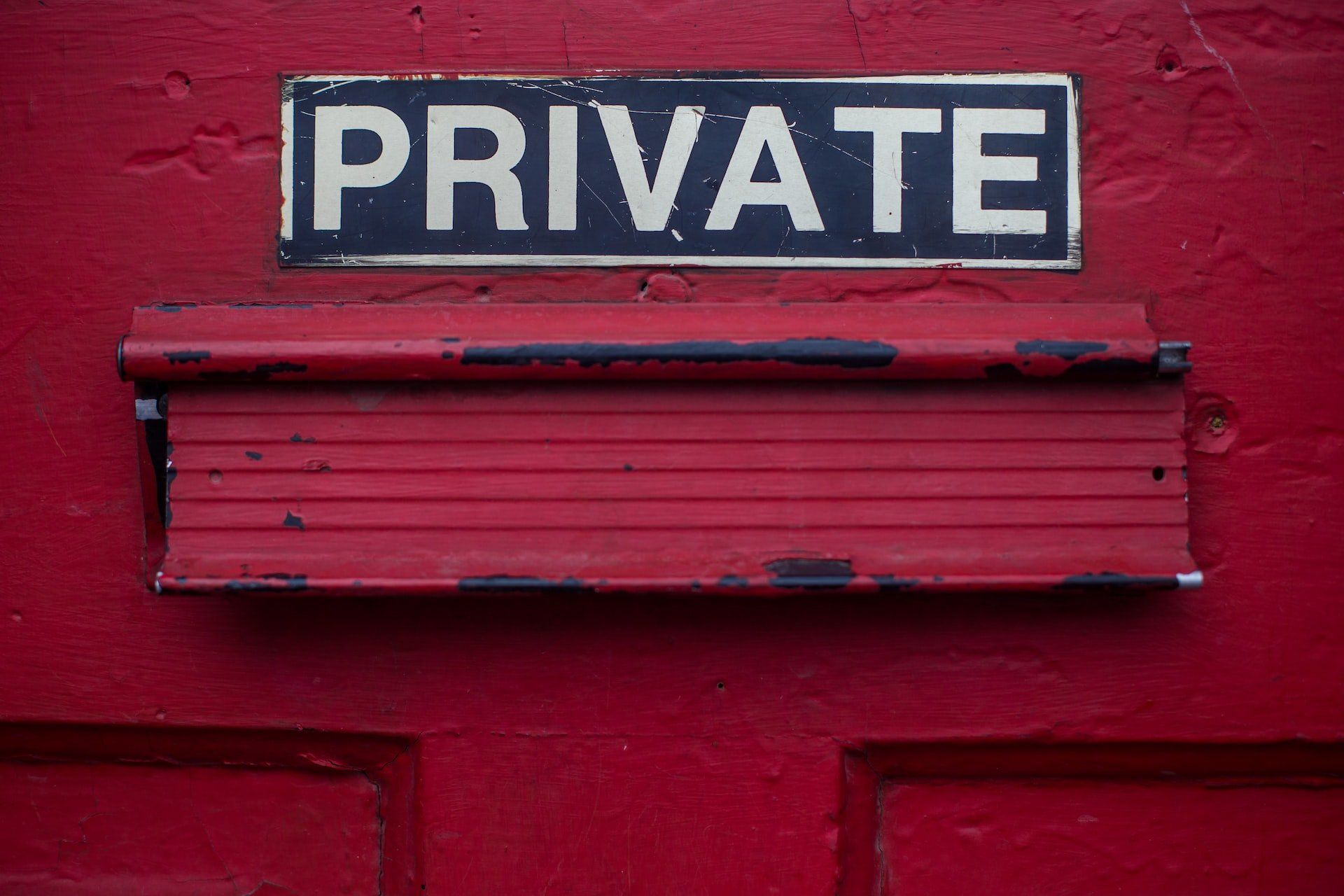 Image of red mailbox that says private