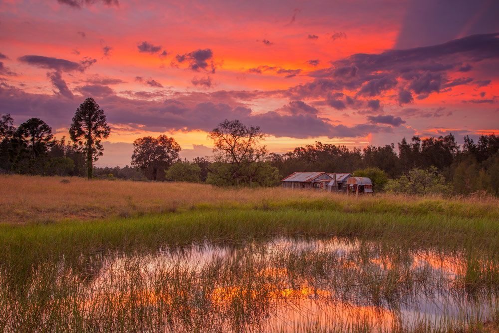 Sunset Over Old Hut — Local Solicitors in Singleton, NSW