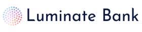 A logo for luminate bank with a colorful circle in the middle.