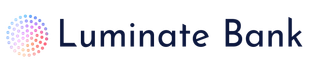 A logo for luminate bank with a colorful circle in the middle.