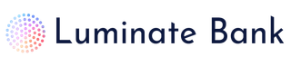 A logo for luminate bank with a colorful circle in the middle.
