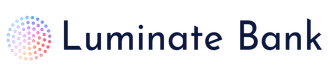 A logo for luminate bank with a colorful circle in the middle.