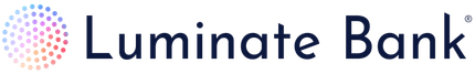 A logo for luminate bank with a colorful circle in the middle.