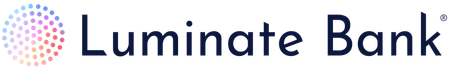 A logo for luminate bank with a colorful circle in the middle.