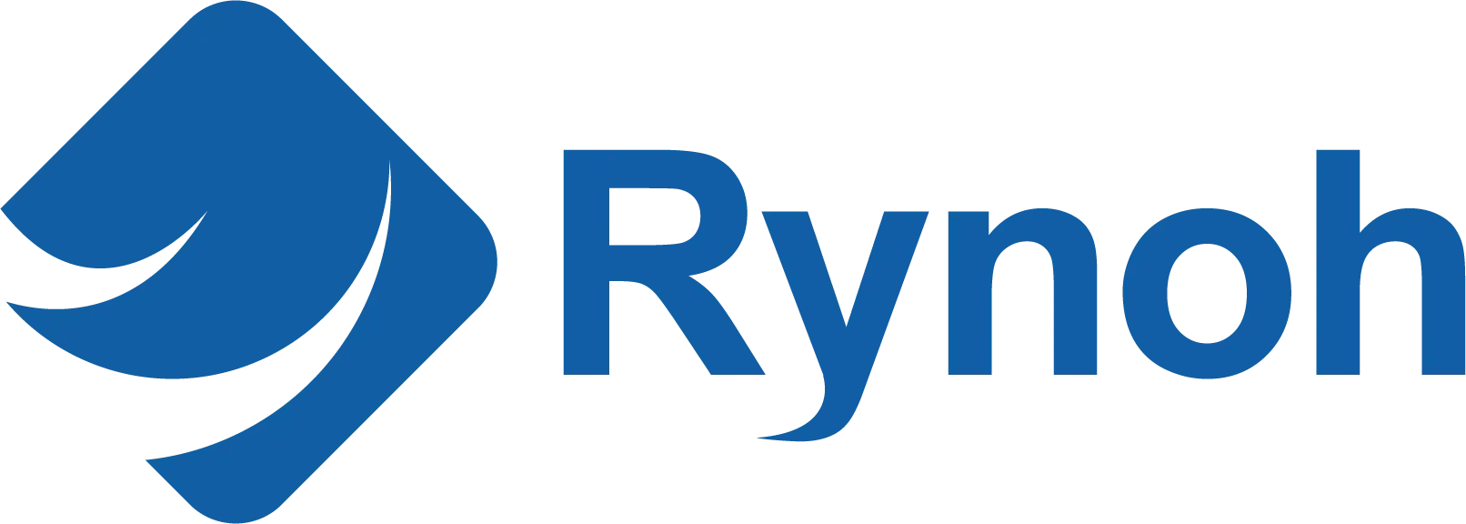 The logo for rynoh is blue and white with a blue arrow.
