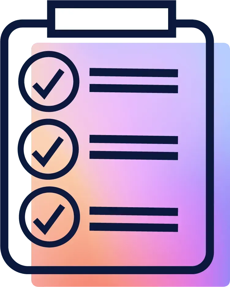 A clipboard with three check marks and lines on it.