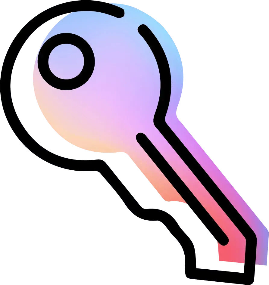 A drawing of a key with a circle in the middle
