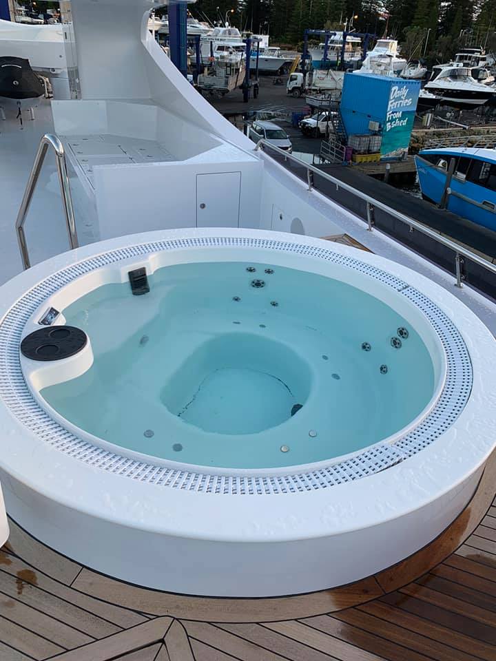colorful blue spa tub