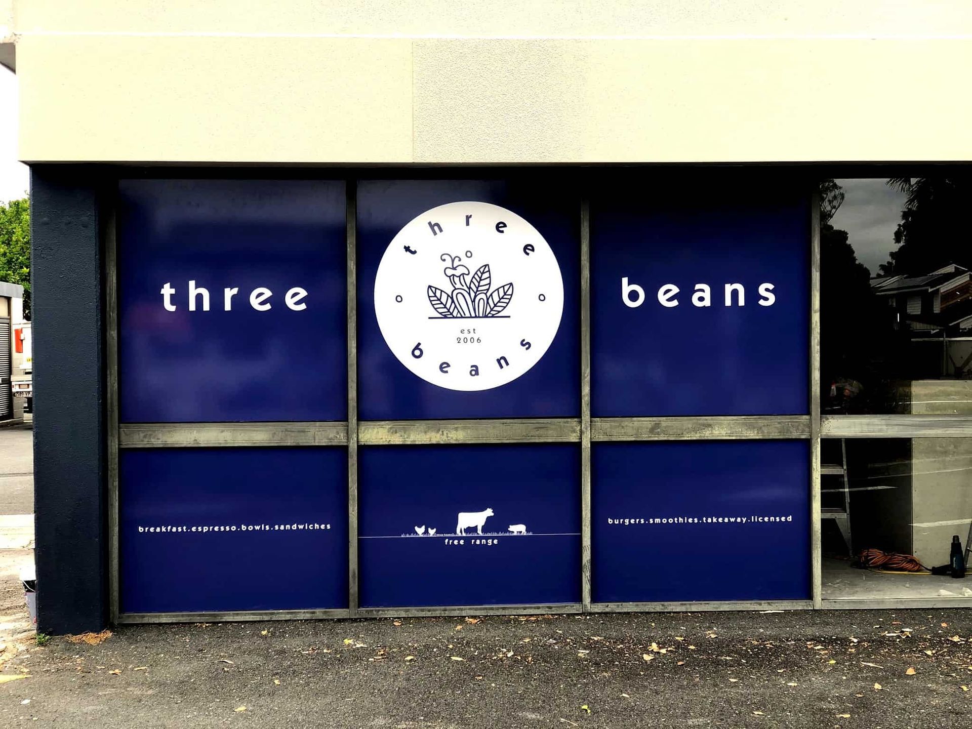 Three Beans Window Graphic — DNA Signs in Brisbane, QLD
