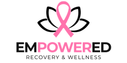 Logo for Empowered Recovery & Wellness: Pink ribbon in a lotus flower,