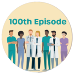 A group of doctors and nurses are standing next to each other in a circle.