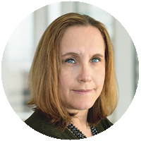 A close up of a woman 's face in a circle.