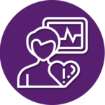 An icon of a person with a heart and a heartbeat monitor.