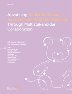 A purple book titled advancing pediatric cancer research and drug development through multistakeholder collaboration