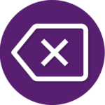 A purple circle with a white x inside of it.