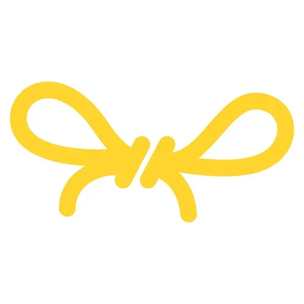 A yellow bow on a white background