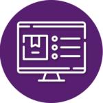 A computer monitor with a purple circle around it.