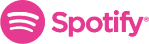 A pink spotify logo on a white background