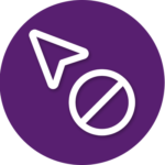 A purple circle with a triangle and a circle in it.