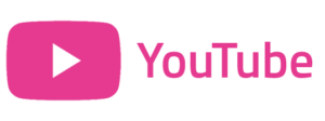 A pink youtube logo on a white background