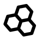 A black and white icon of a honeycomb on a white background.
