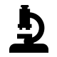 A black and white silhouette of a microscope on a white background.