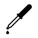 A dropper with a drop of liquid coming out of it.