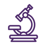 A purple microscope icon on a white background.