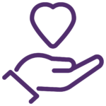 A hand is holding a heart in its palm.