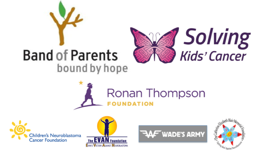 A group of logos for various organizations including band of parents bound by hope and solving kids ' cancer