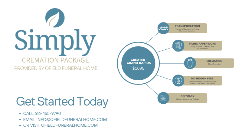 Advertisement for a cremation package. Text reads 