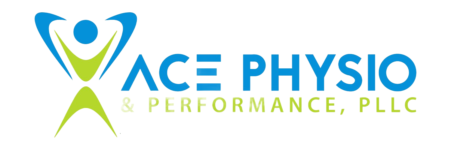 A black and white logo for ace physio & performance , pllc.