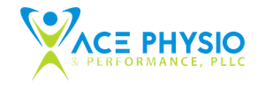 A black and white logo for ace physio & performance , pllc.